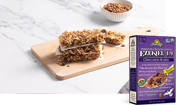 Chewy Granola Bars with Ezekiel 4:9 Sprouted Grain Cinnamon Raisin Cereal | Food For Life | Healthy 