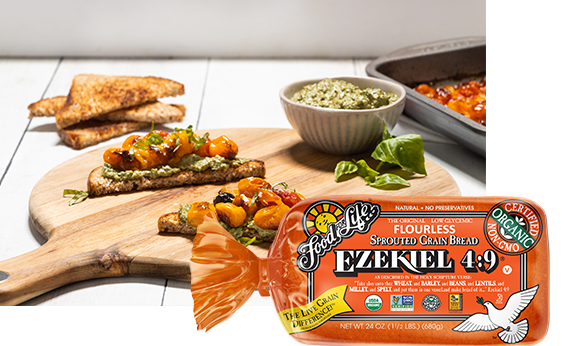 Roasted Tomato Vegan Pesto Toast Points | Food For Life | Healthy Recipes