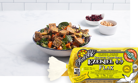 Winter Harvest Salad with Flax Sprouted Grain Croutons | Food For Life | Healthy Recipes