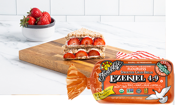 Ichigo Sando (Japanese Strawberry Sandwich) with Ezekiel 4:9 Sprouted Whole Grain Bread | Food For L