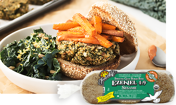 Kale-Chickpea Burgers with Sweet Potato Fries | Food For Life | Healthy Recipes