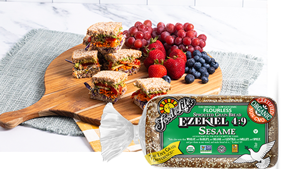 Vibrant Veggie Stack Sandwich on Ezekiel 4:9 Sesame Sprouted Whole Grain Bread | Food For Life | Healthy Recipes
