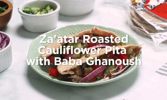 Embedded thumbnail for Za&amp;#039;atar Roasted Cauliflower Pita with Baba Ghanoush